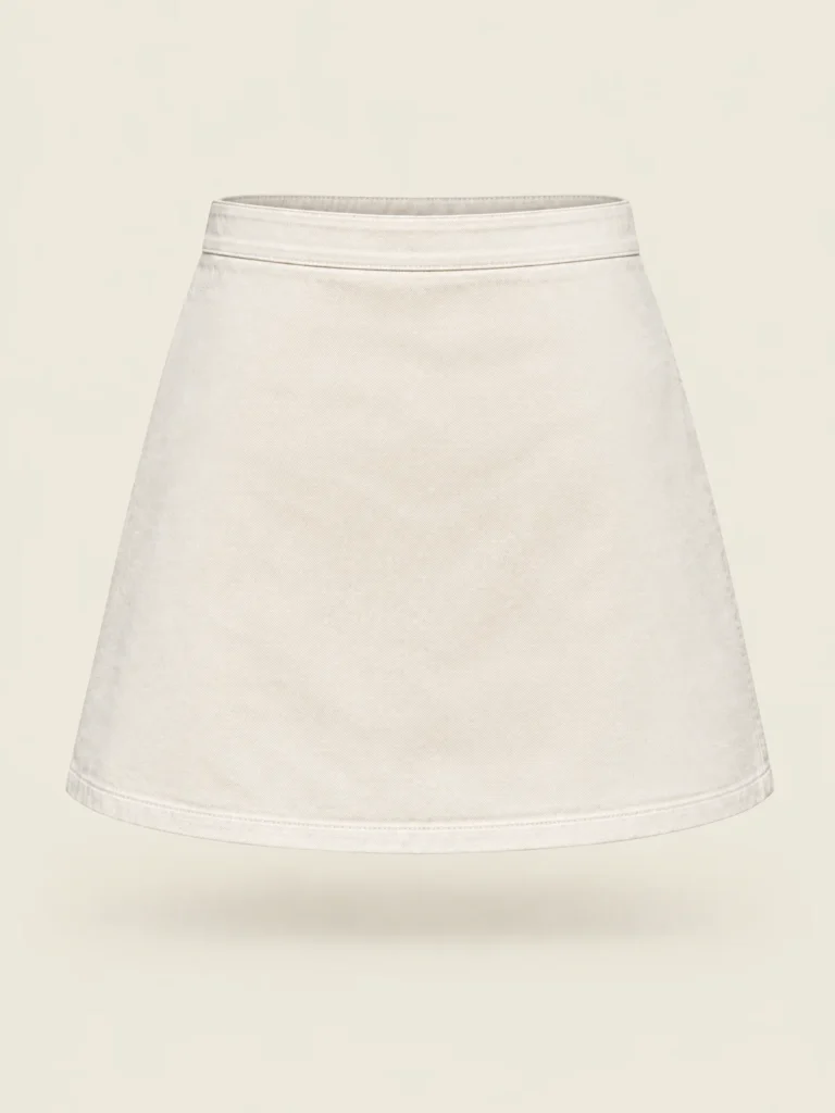 Side view of Curve 33 Mini skirt showing zip closure and A-line shape