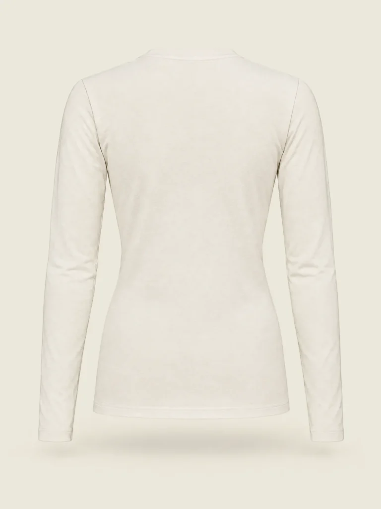 Back view of Diagonal Lap Long Sleeve in plain Chalk jersey