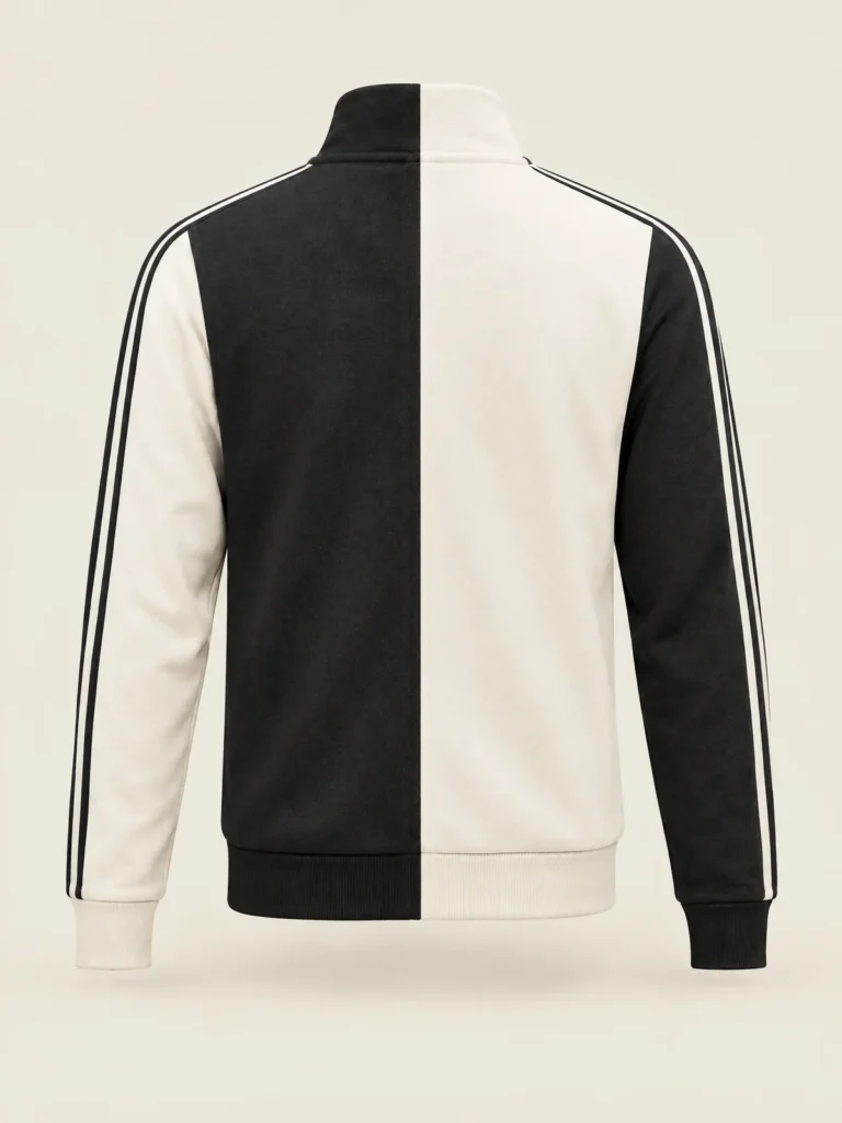 Back view of Kerb Contrast Jacket in Asphalt and Chalk colourway