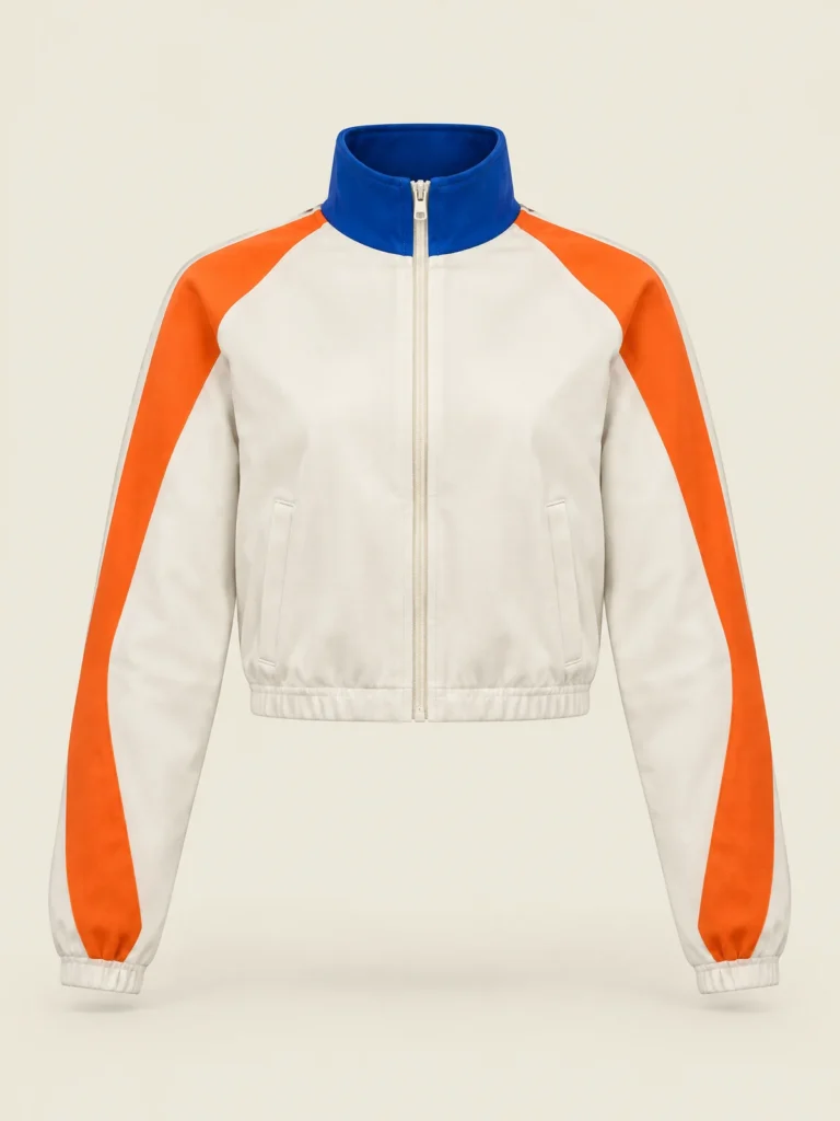 Front view of Lapline Panel Jacket in Chalk with diagonal Signal panels