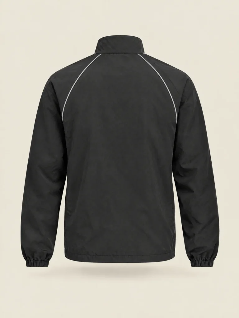Night Lane Jacket back view showing stand collar and cuffs