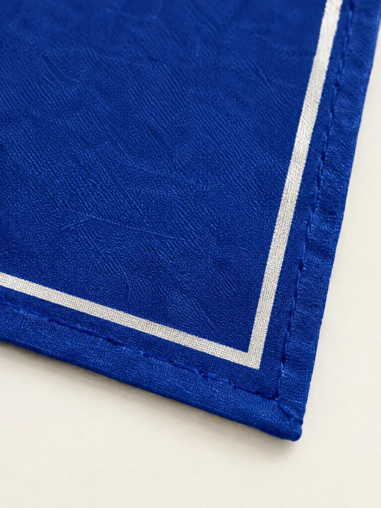 Close-up of diagonal chalk print and rolled edge on Panel Bandana