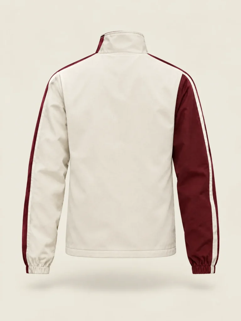 Back view of Sidestep jacket showing asymmetric collar detail