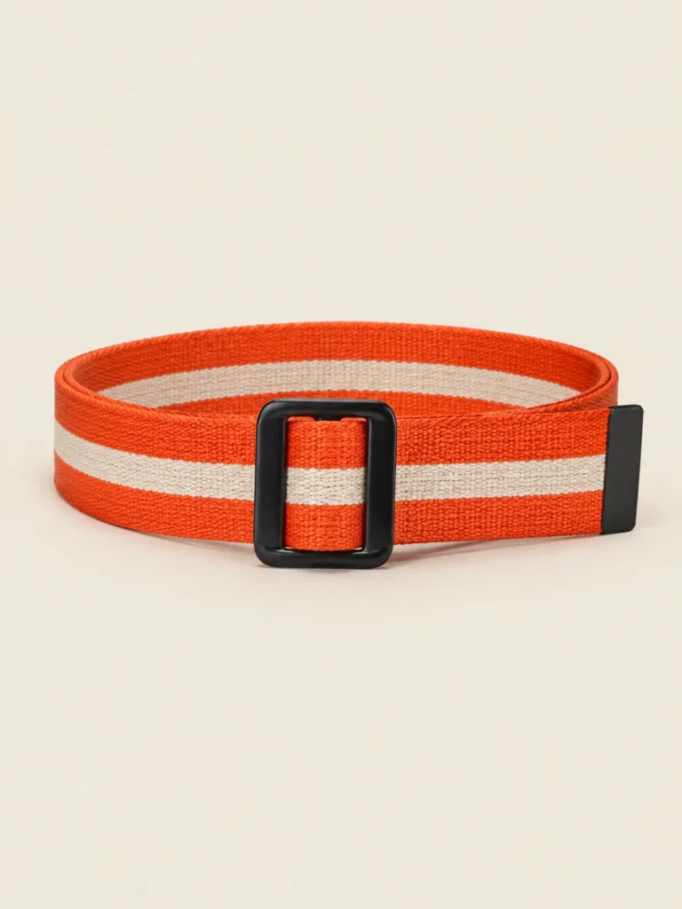 Signal Webbing Belt front view showing Signal and Chalk stripes and buckle