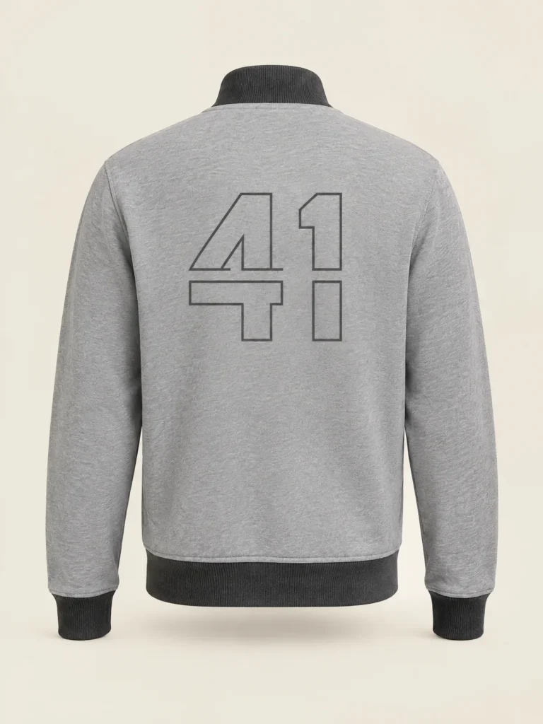 Back view showing sliced outline 41 graphic on Split 41 Jacket